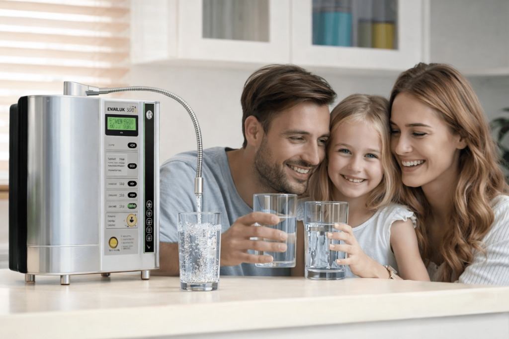 Alkaline Water Ionizer family drinking image